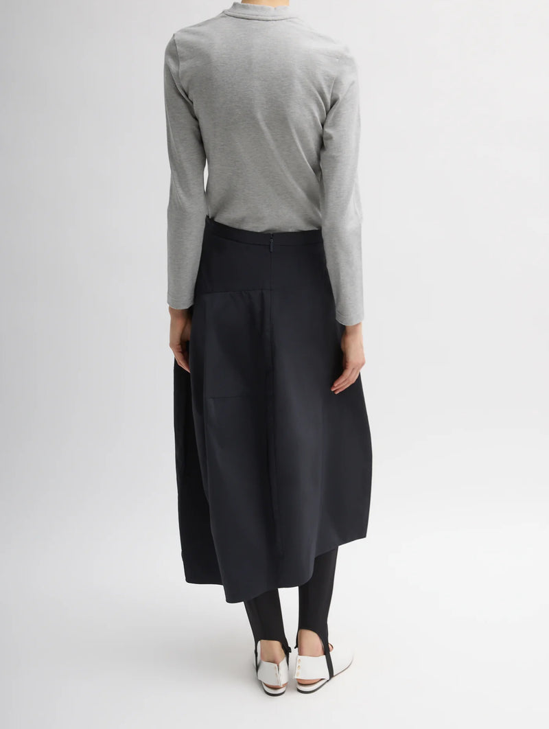 Nylon Asymmetrical Balloon Skirt in Navy