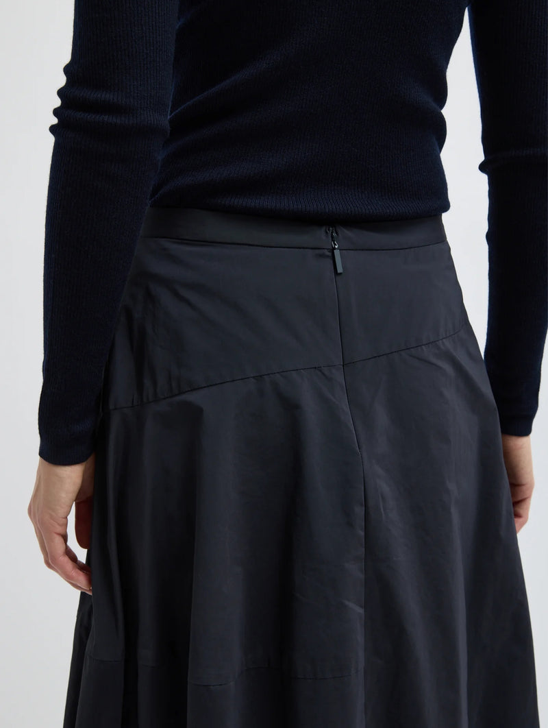 Nylon Asymmetrical Balloon Skirt in Navy