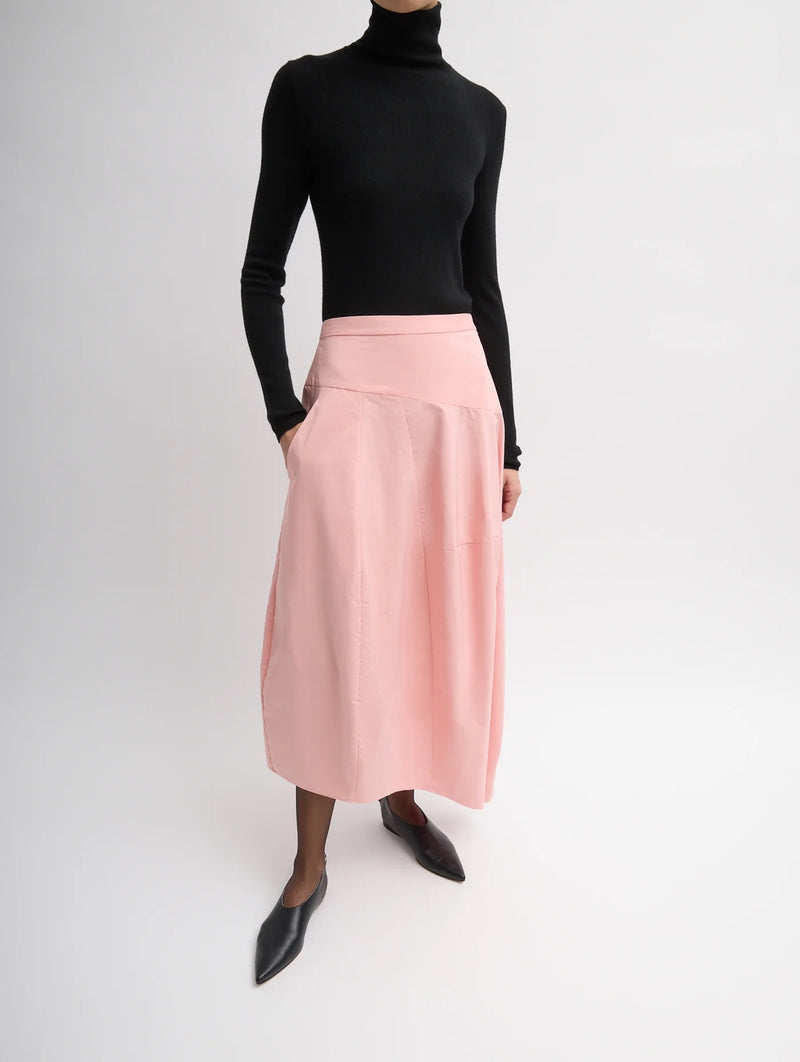 Nylon Asymmetrical Balloon Skirt in Pink