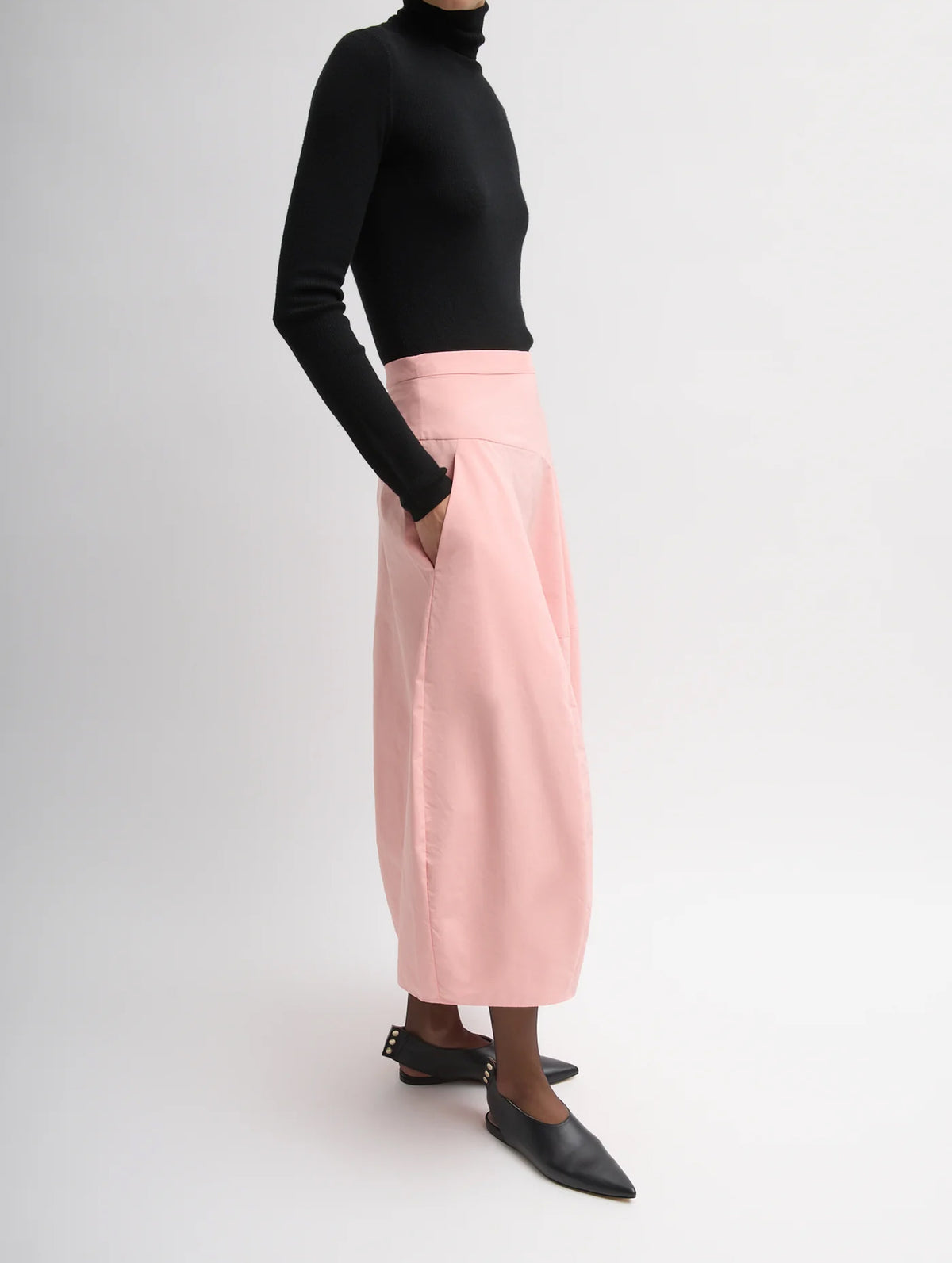 Nylon Asymmetrical Balloon Skirt in Pink