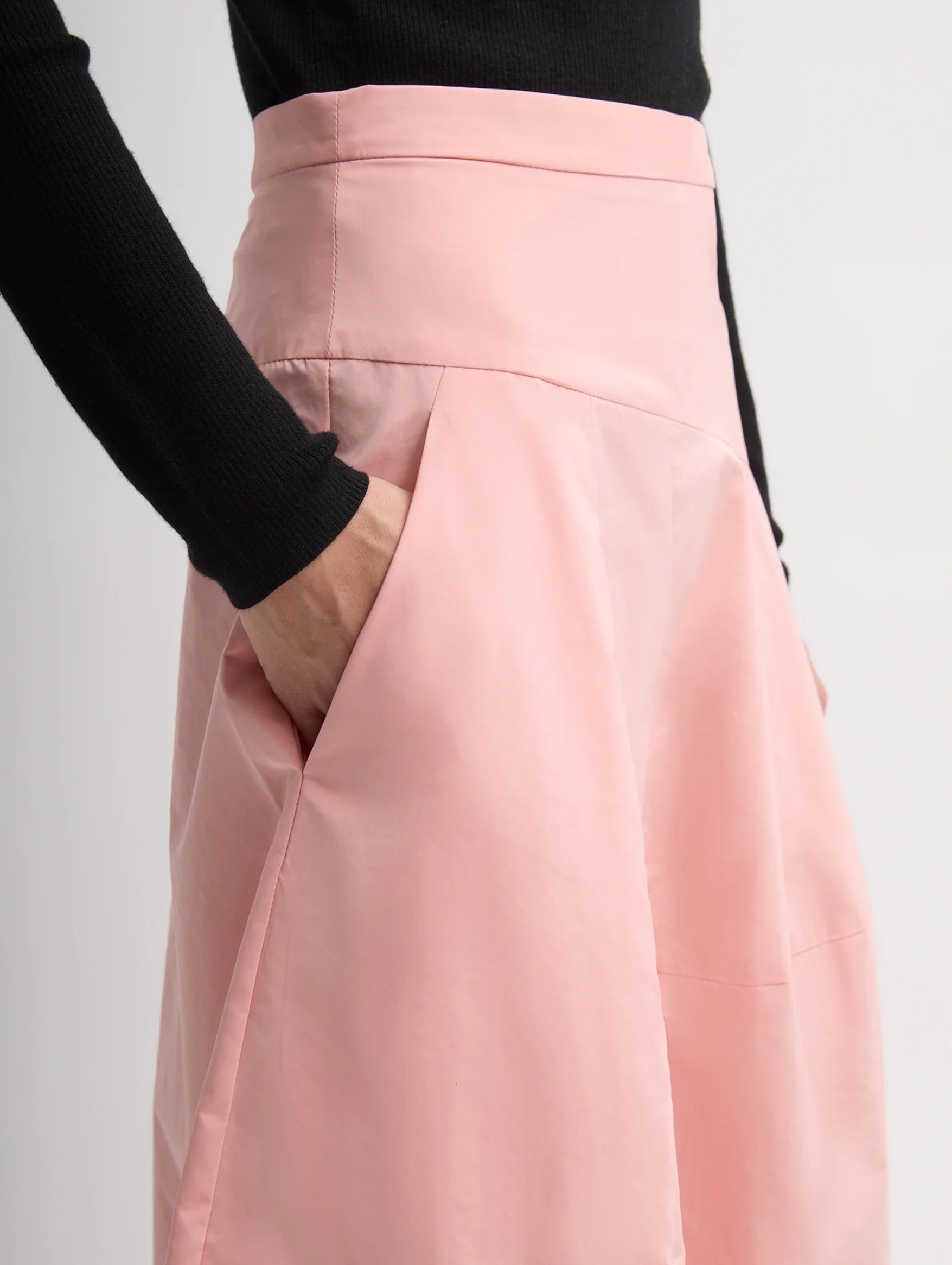 Nylon Asymmetrical Balloon Skirt in Pink