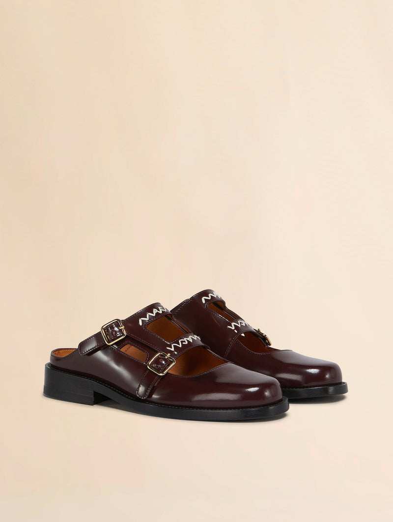 Bambi 3.0 Double Buckle Loafer in Burgundy