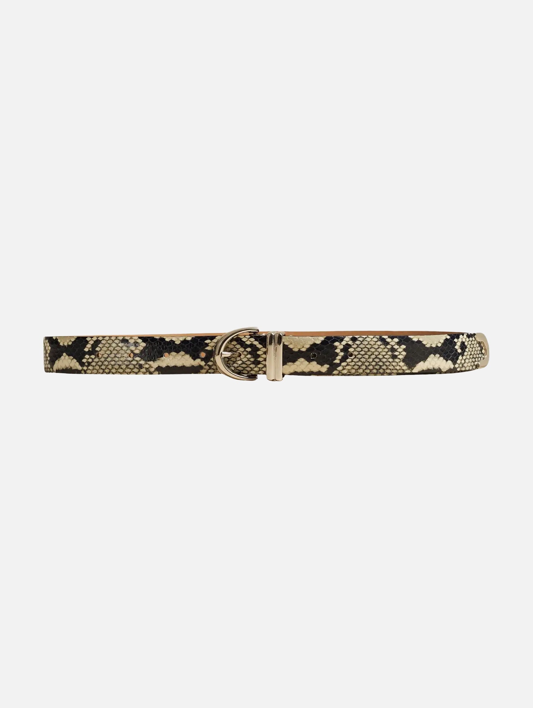 Bambi Skinny Belt with Silver Hardware in Natural
