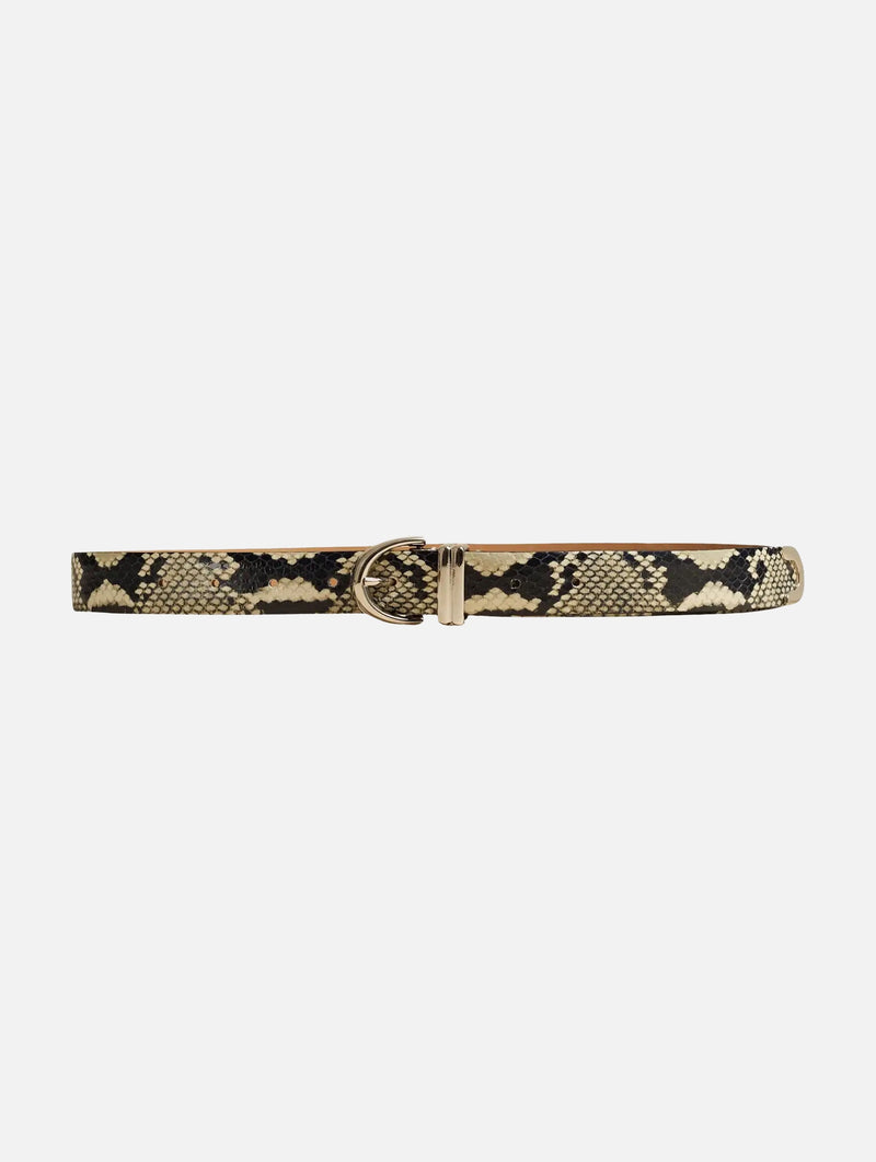 Bambi Skinny Belt with Silver Hardware in Natural