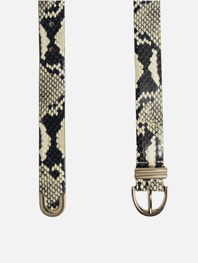 Bambi Skinny Belt with Silver Hardware in Natural