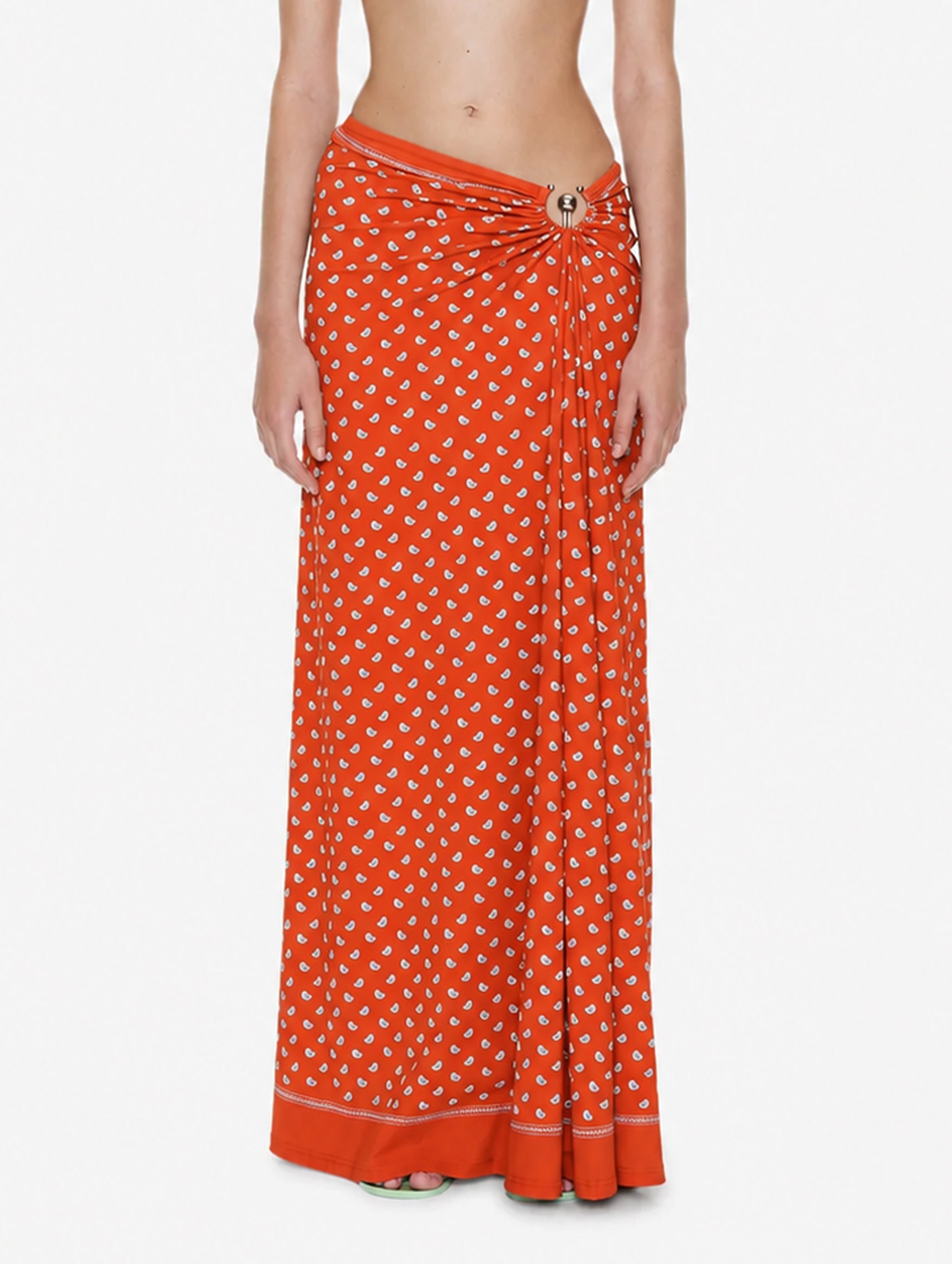 Bandana Ruched Orbit Skirt in Carnelian
