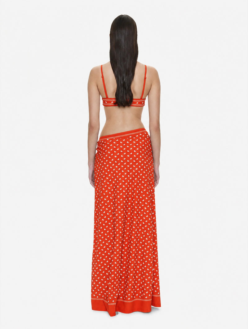 Bandana Ruched Orbit Skirt in Carnelian