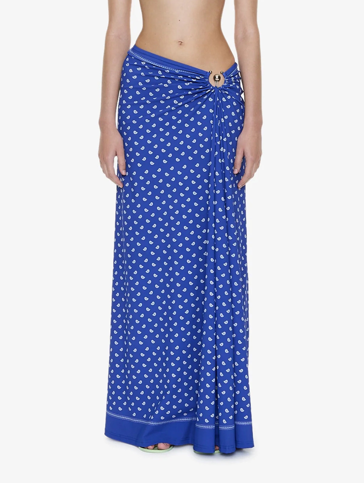 Bandana Ruched Orbit Skirt in Indigo