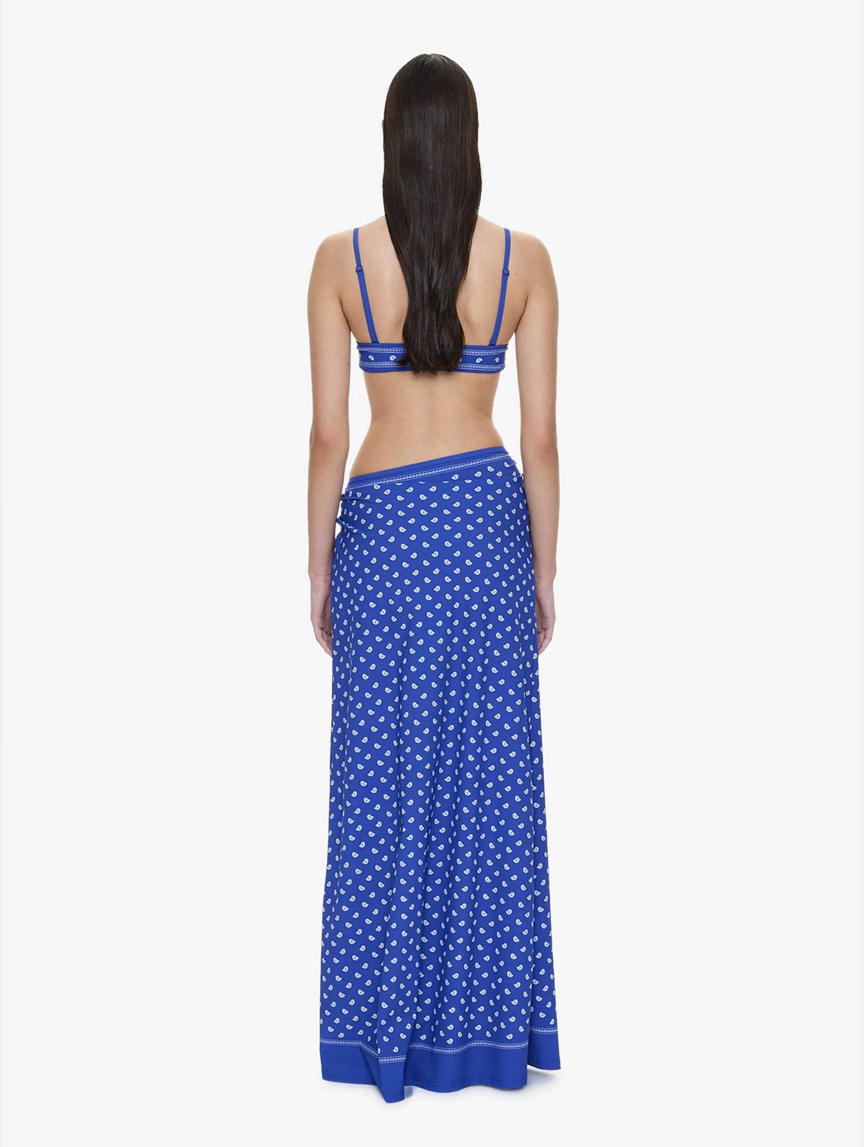 Bandana Ruched Orbit Skirt in Indigo