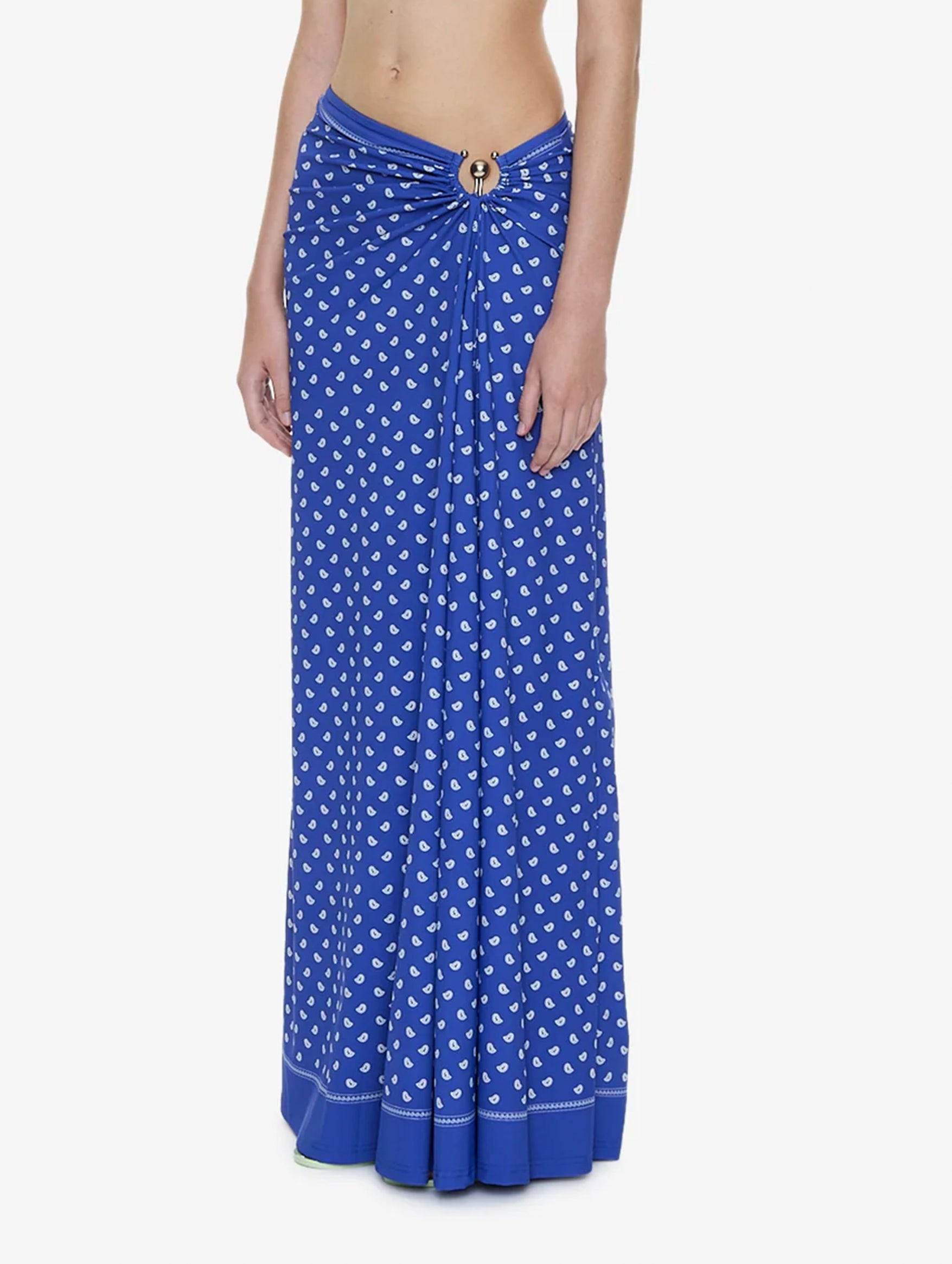 Bandana Ruched Orbit Skirt in Indigo