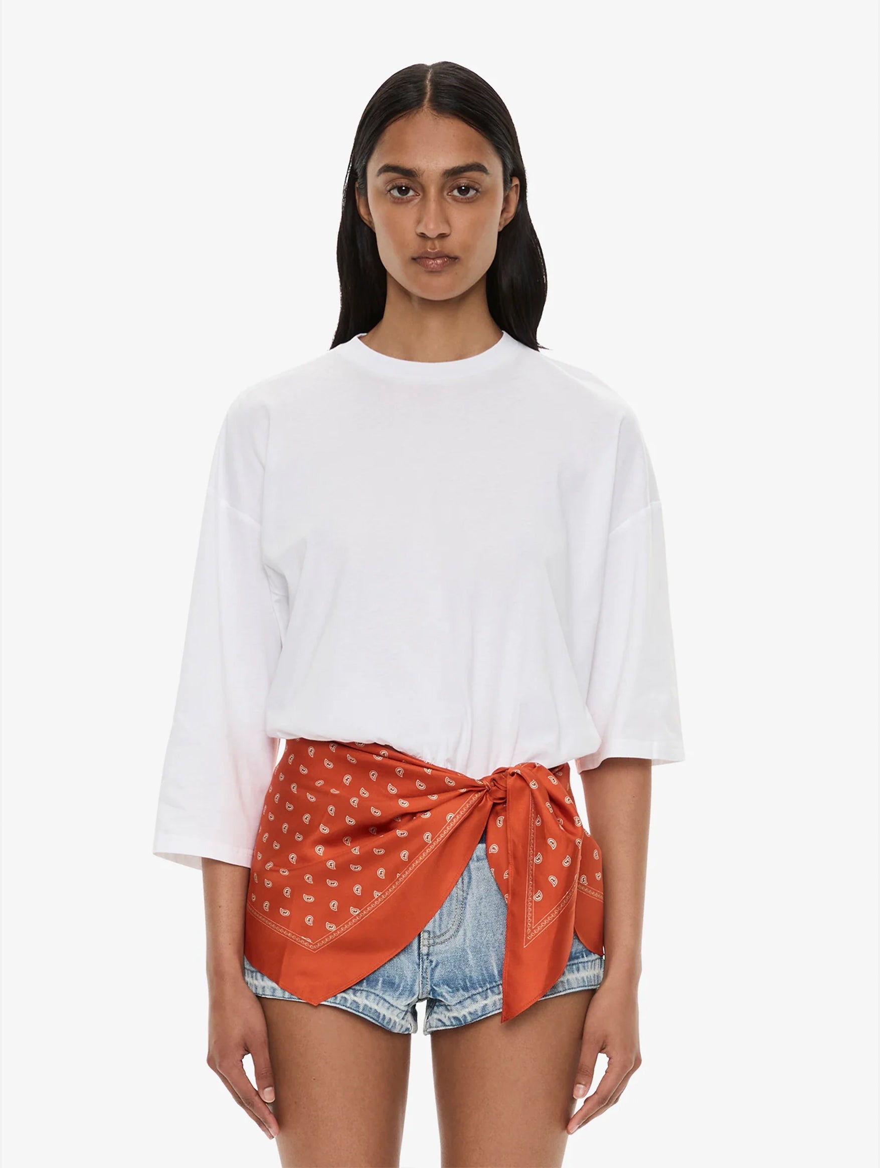 Bandana Scarf Pareo Tee in Carnelian