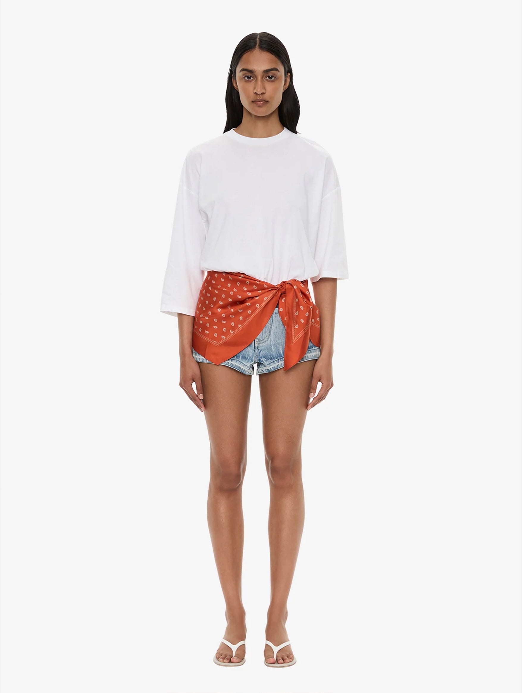 Bandana Scarf Pareo Tee in Carnelian