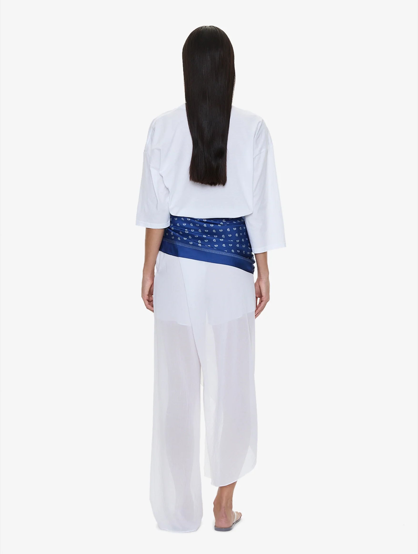 Bandana Scarf Pareo Tee in White And Indigo