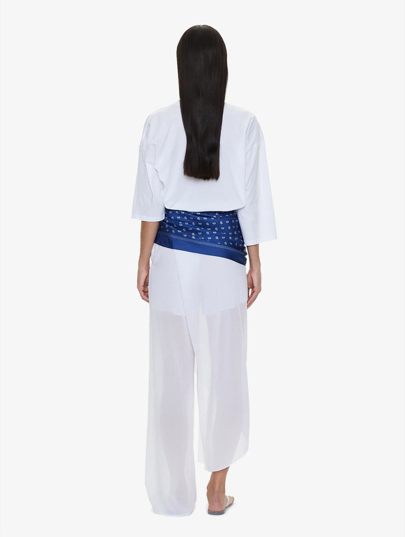 Bandana Scarf Pareo Tee in White And Indigo