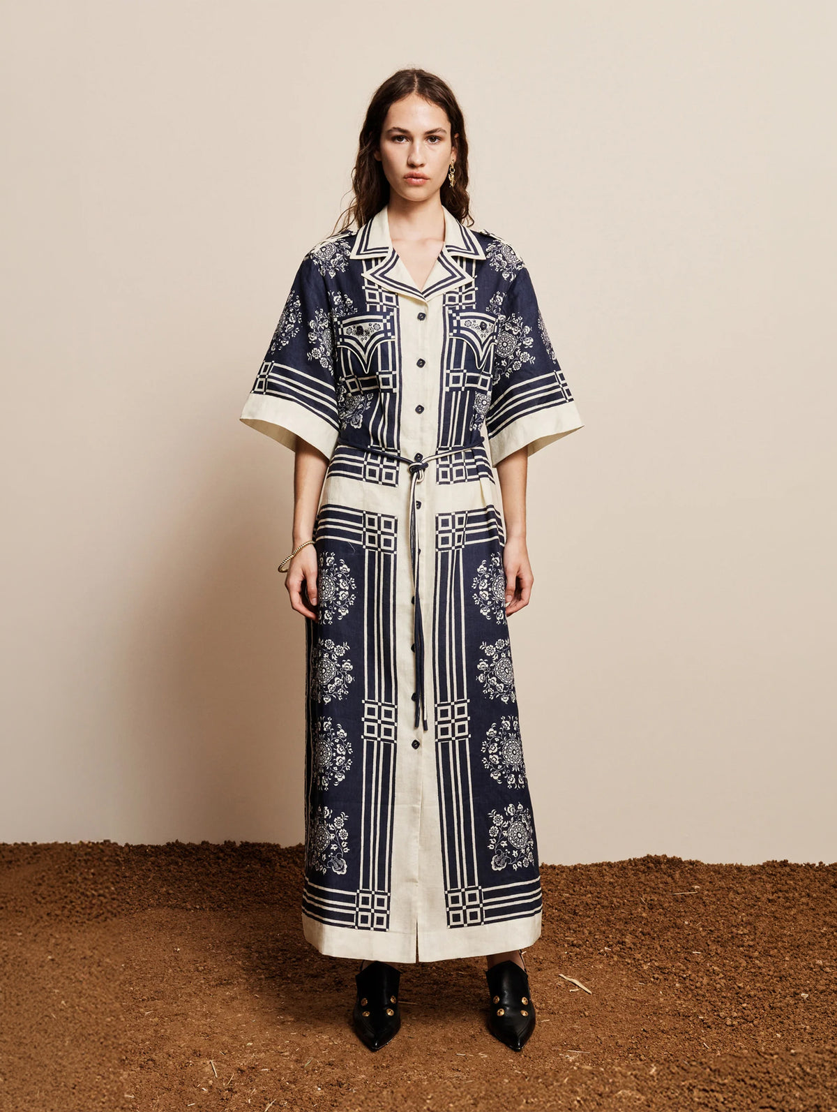 Banderra Linen Shirtdress in Ink