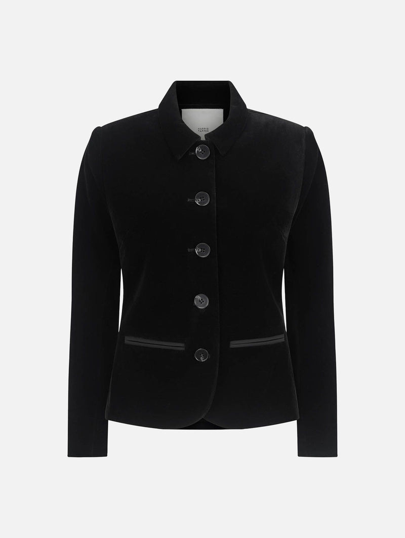 Bardot Blazer in Black Velvet