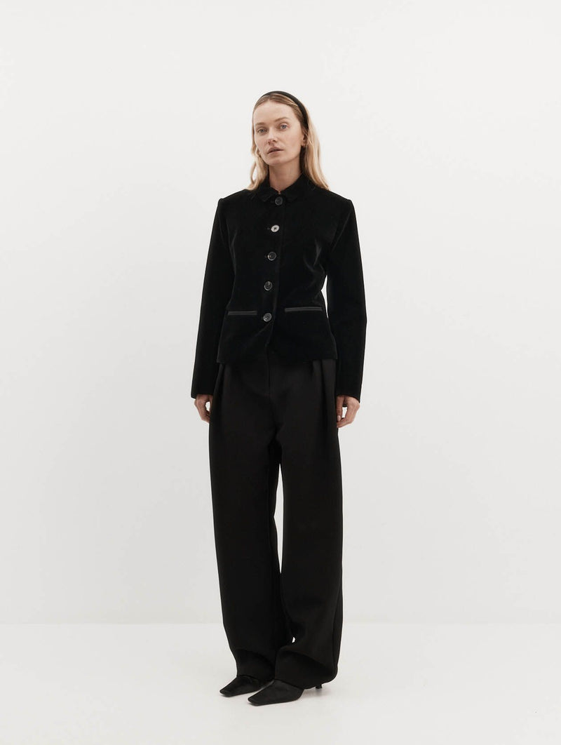 Bardot Blazer in Black Velvet