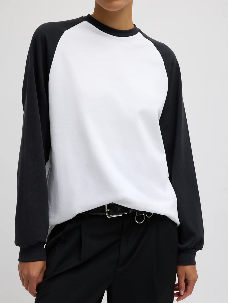 Perfect Sculpted Baseball Tee in White & Black