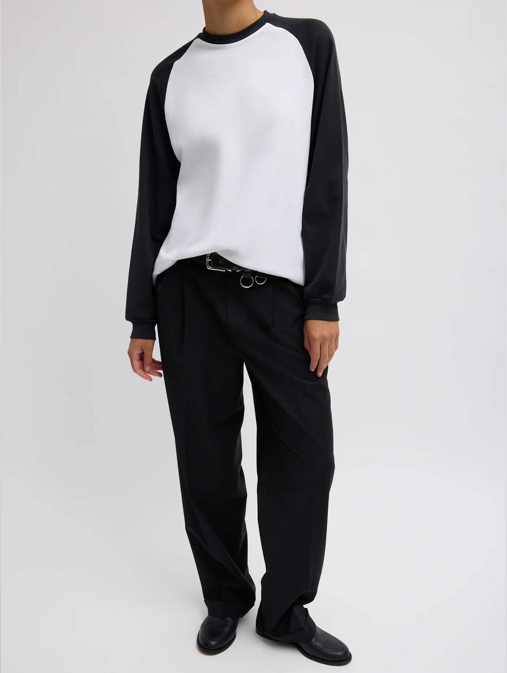 Perfect Sculpted Baseball Tee in White & Black