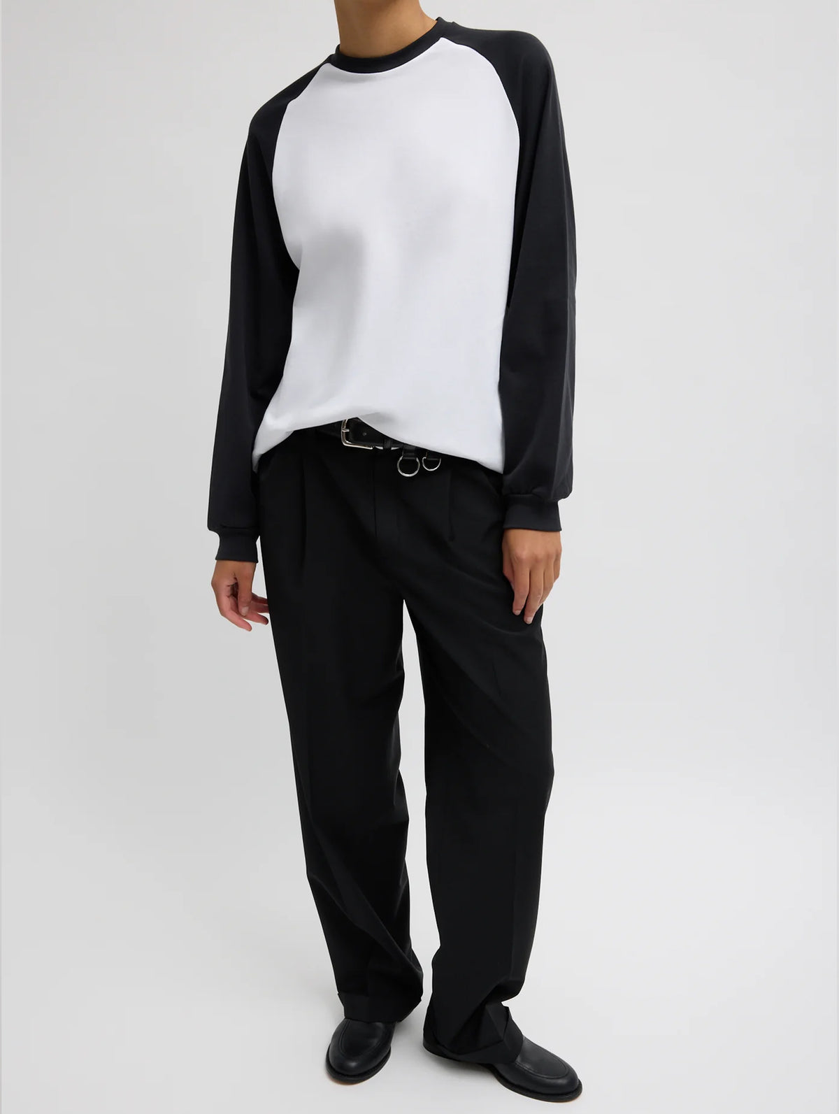 Perfect Sculpted Baseball Tee in White & Black