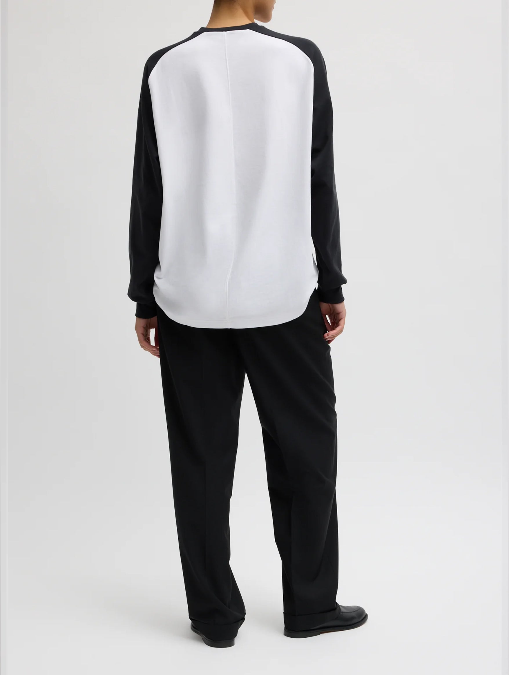 Perfect Sculpted Baseball Tee in White & Black