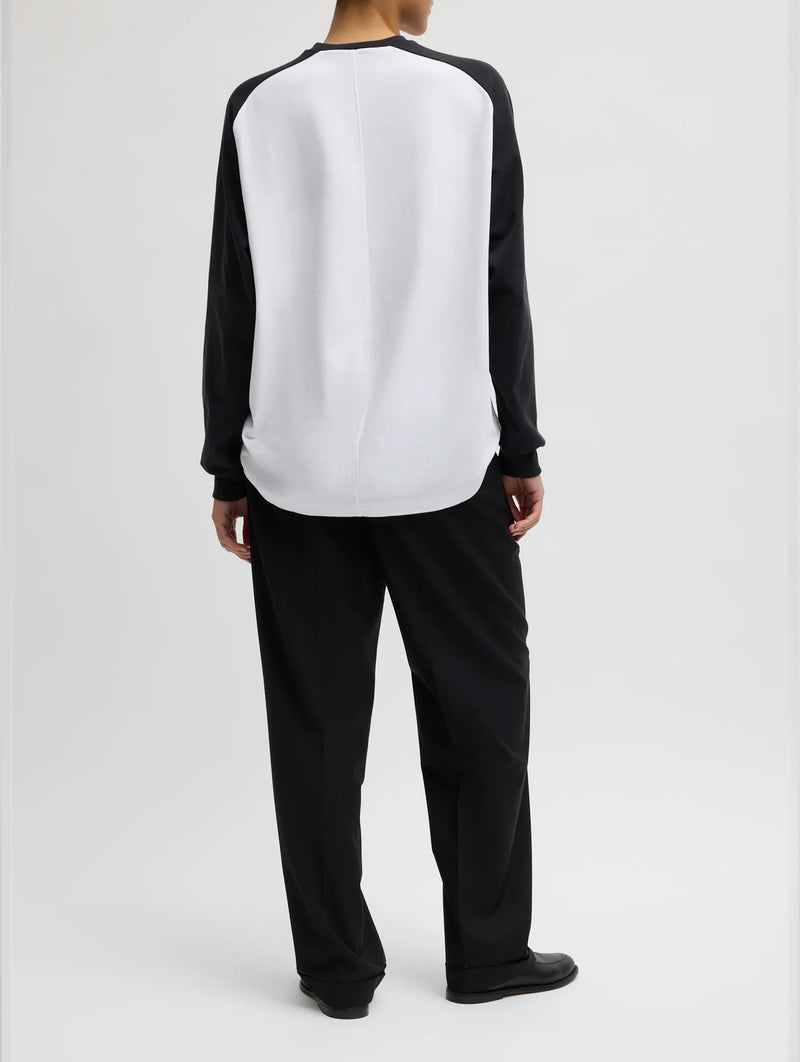 Perfect Sculpted Baseball Tee in White & Black