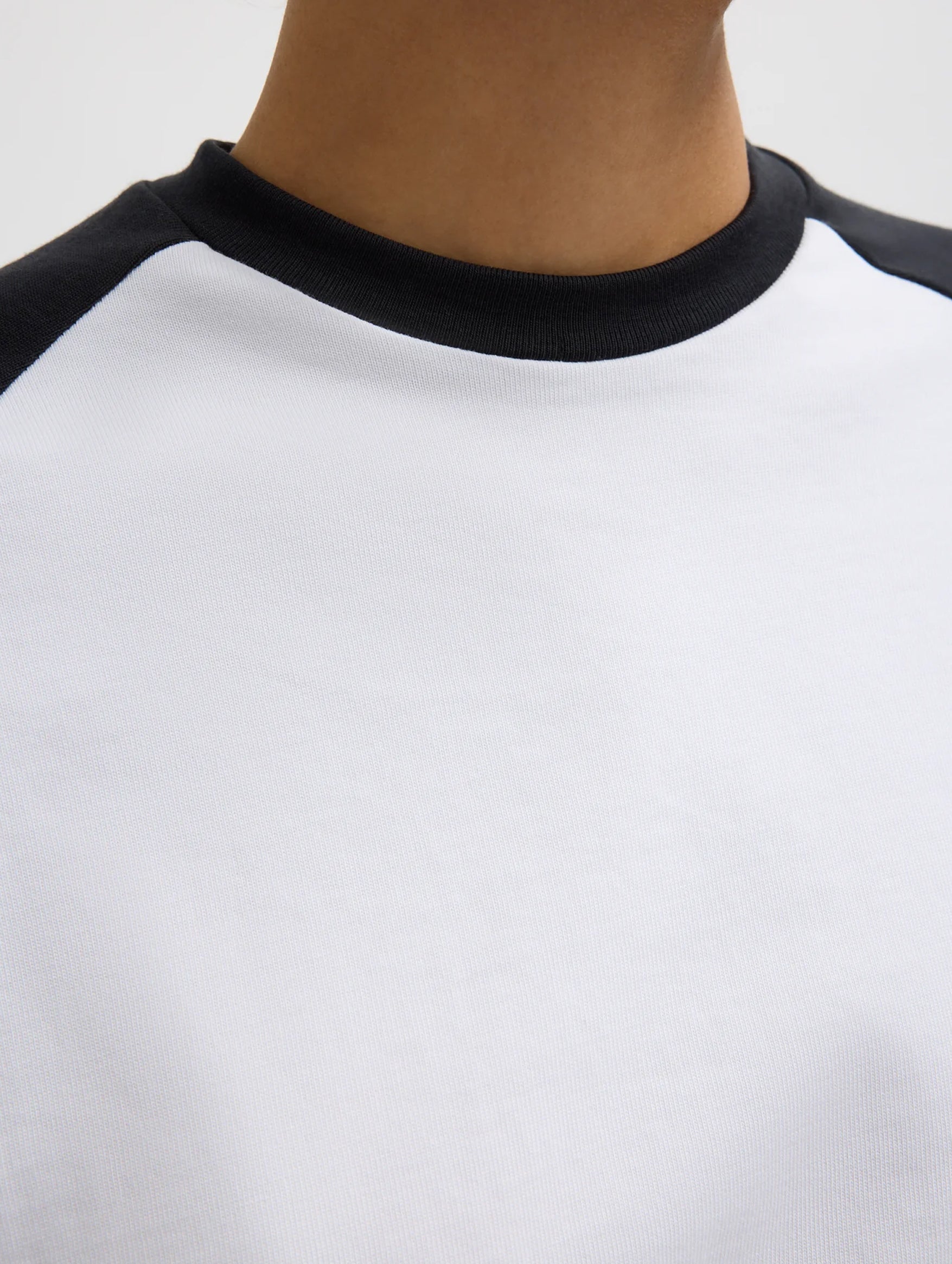 Perfect Sculpted Baseball Tee in White & Black