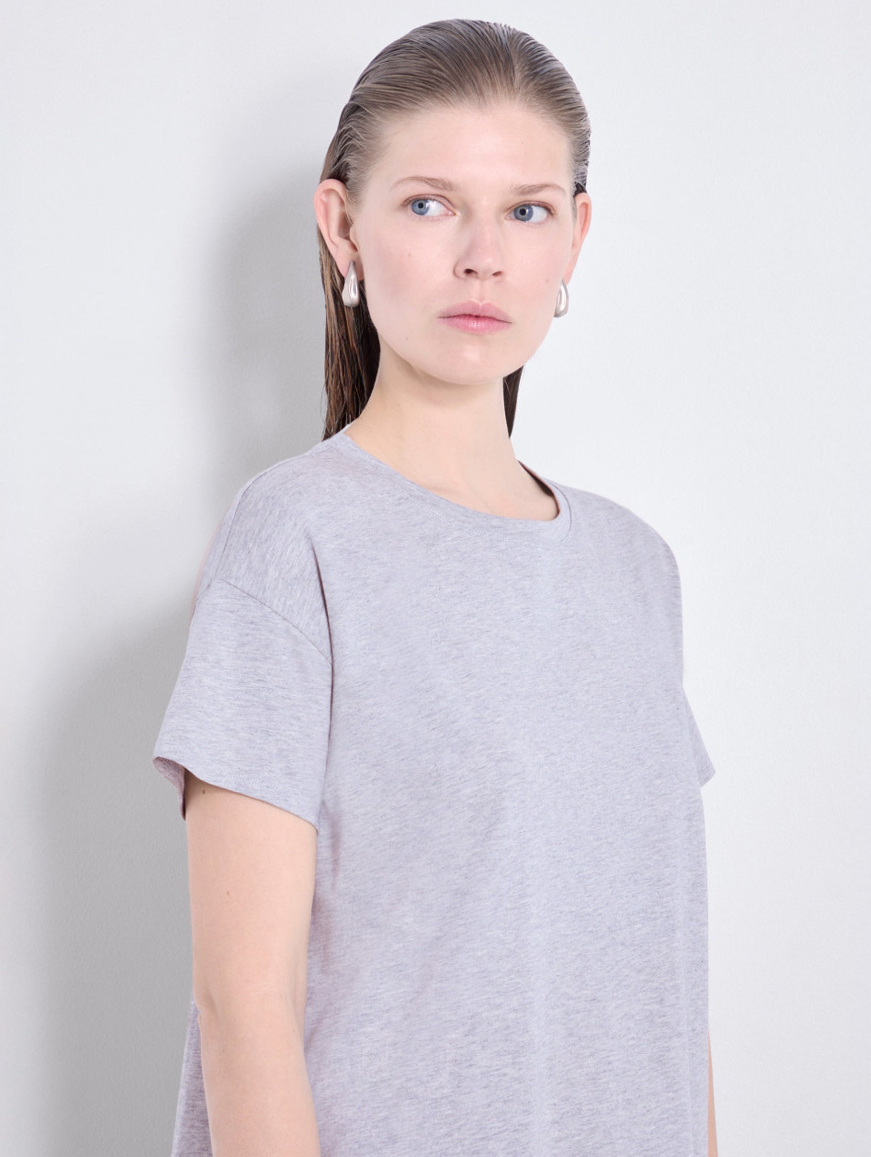 Basiluzzo Short Sleeve Tee in Grey Melange