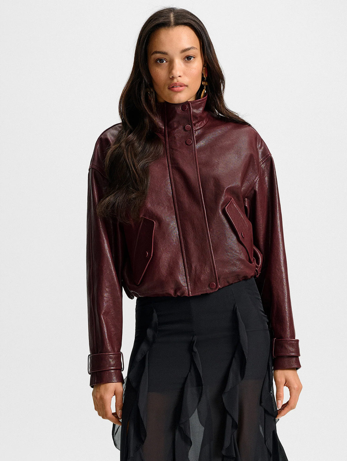 Bateman Leather Jacket in Raisin