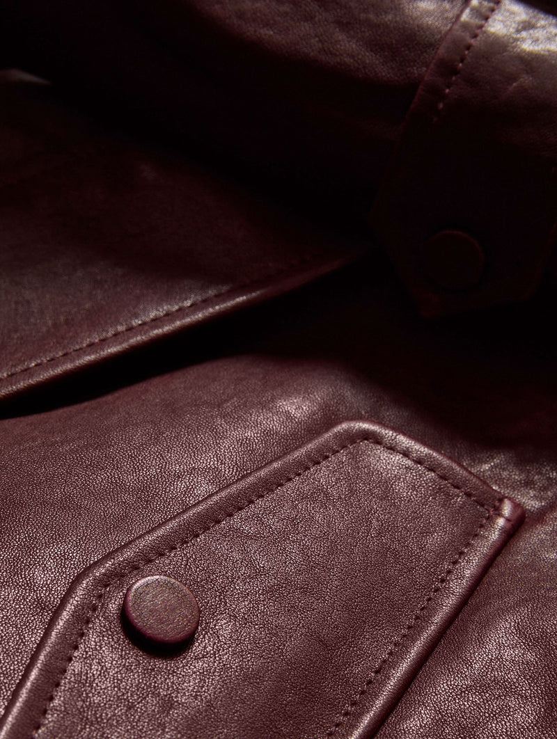 Bateman Leather Jacket in Raisin