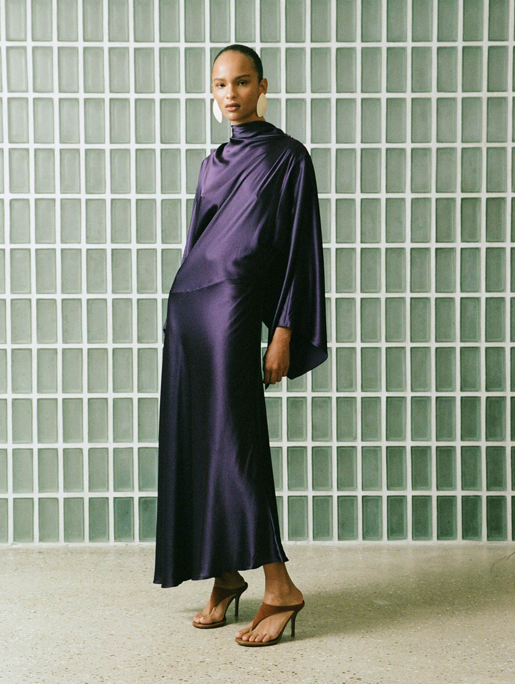 Bayamo Silk Satin Dress in Purple