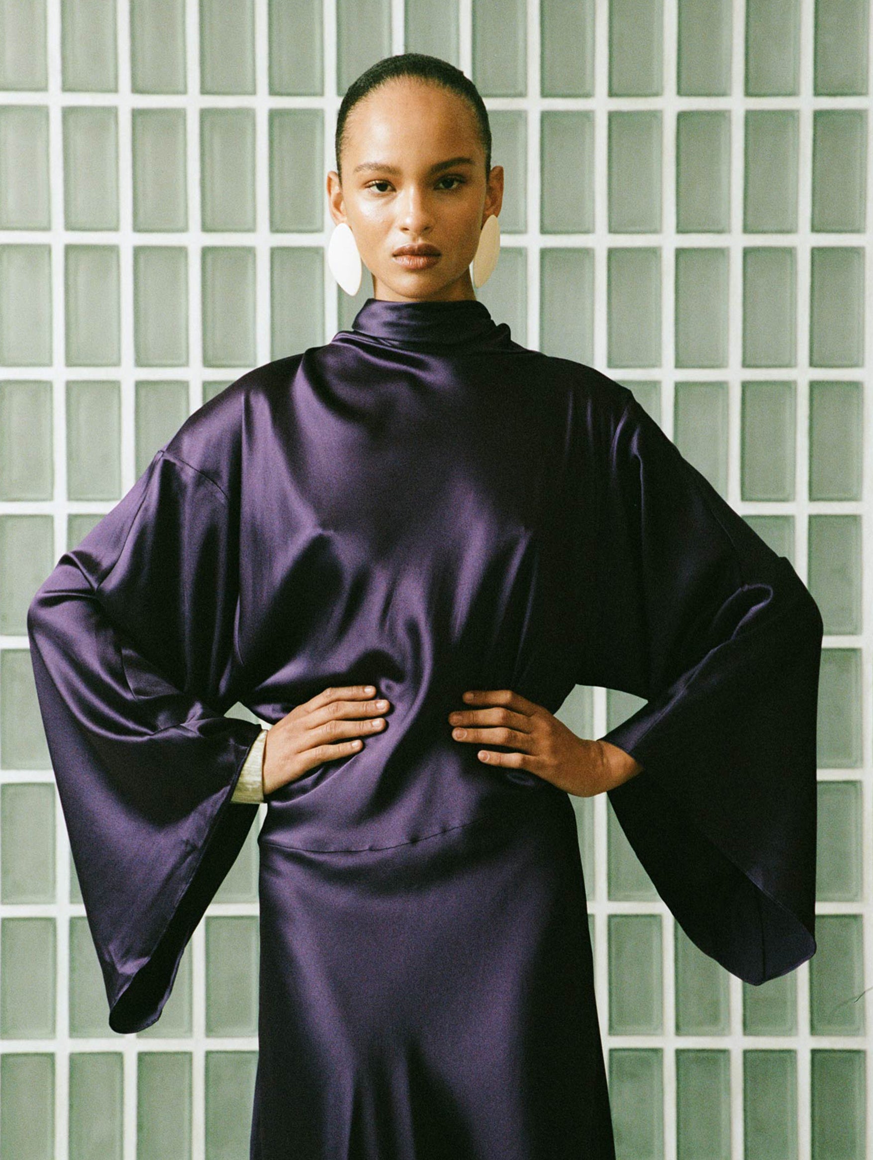Bayamo Silk Satin Dress in Purple