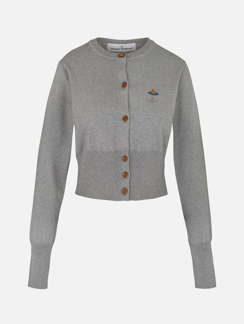 Bea Cropped Cardi in Dark Grey Melange