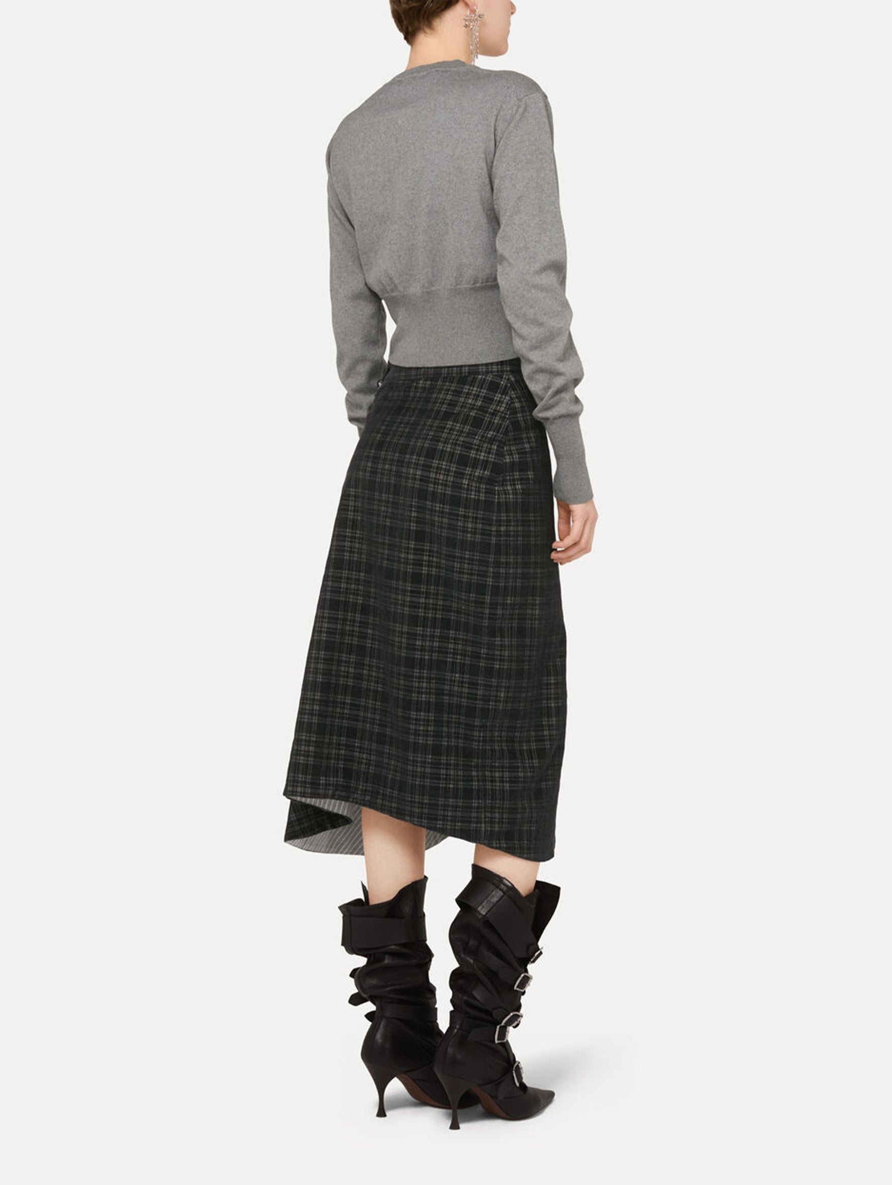Bea Cropped Cardi in Dark Grey Melange