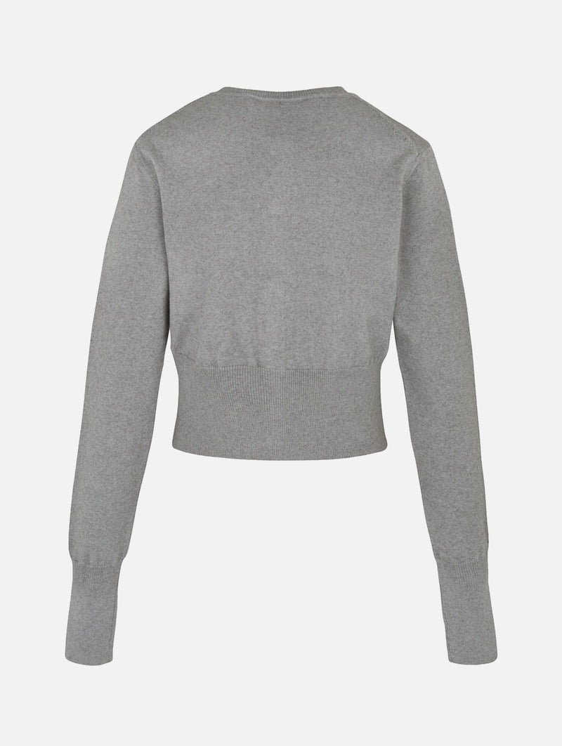 Bea Cropped Cardi in Dark Grey Melange