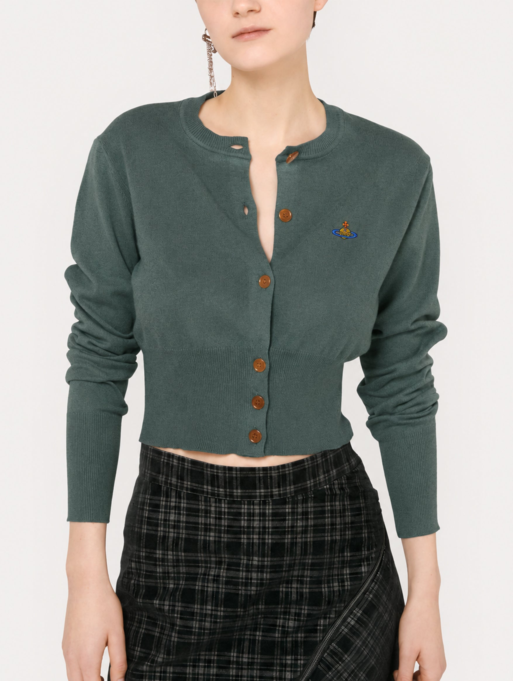 Bea Cropped Cardi in Woodland