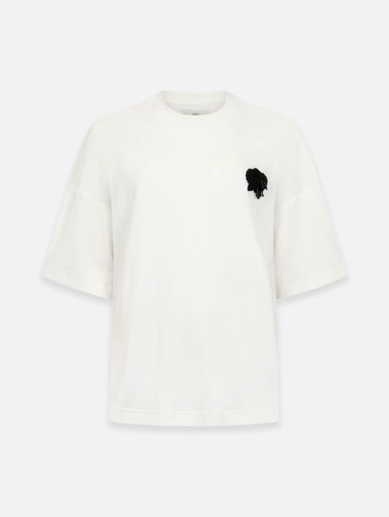 Beaded Orchid T-Shirt in White