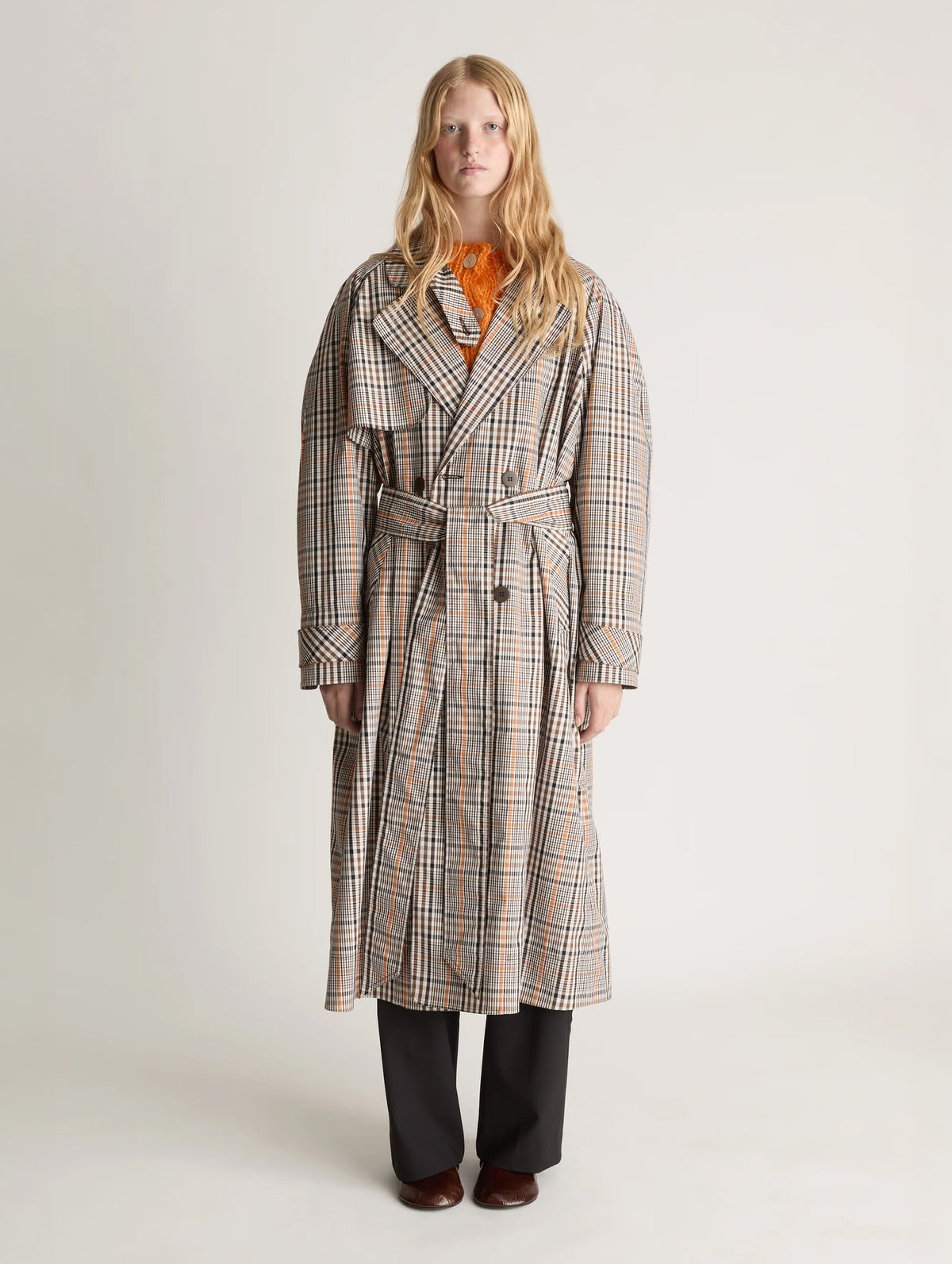 Beaton Check Trench Coat in Charcoal Check