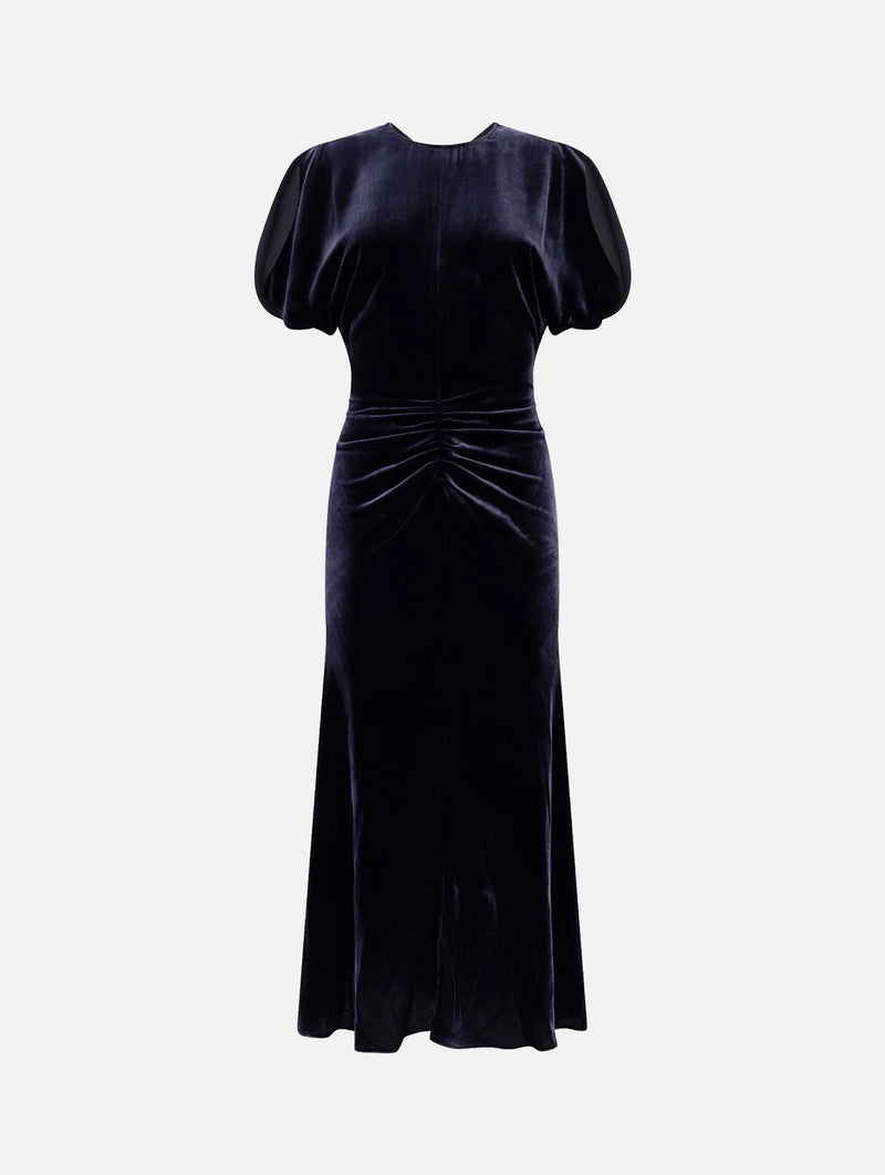 Bela Midi Dress in Navy Velvet