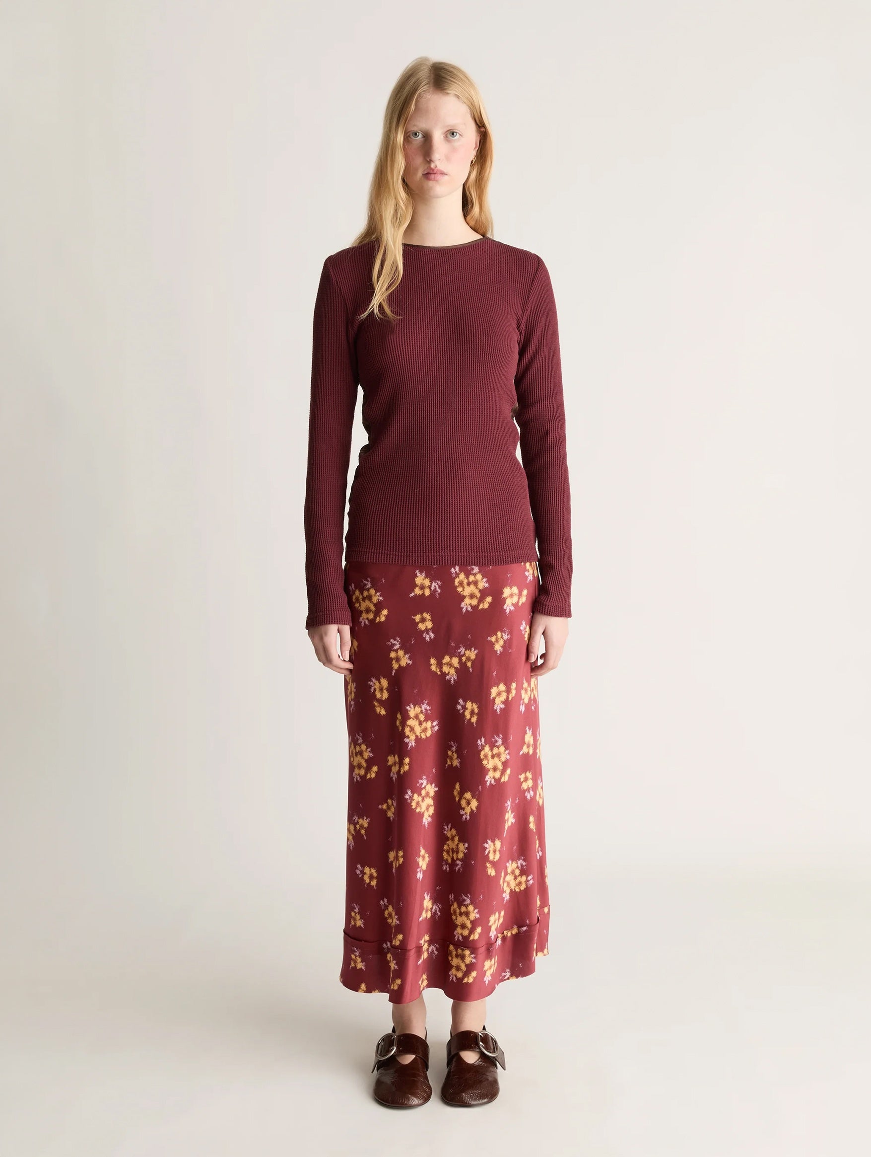 Bella Silk Skirt in Sangria