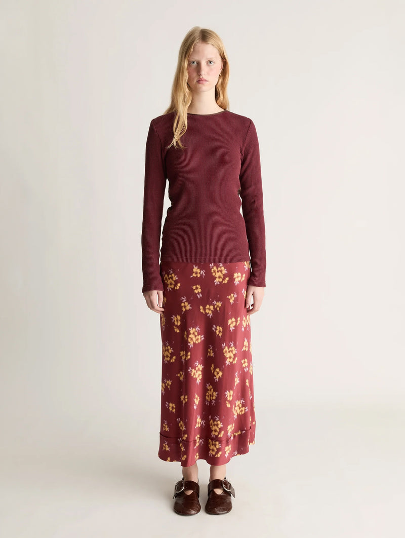 Bella Silk Skirt in Sangria