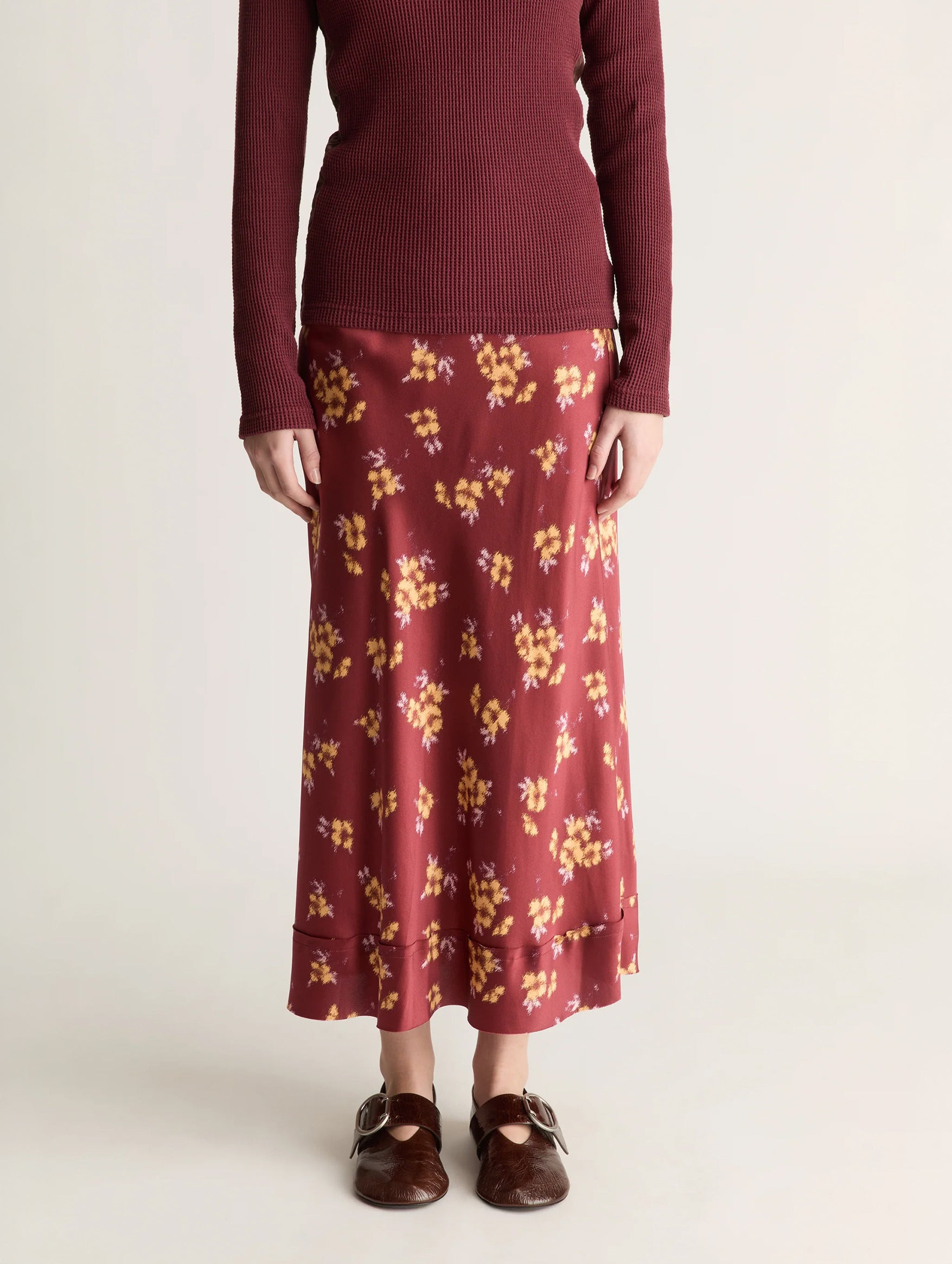Bella Silk Skirt in Sangria