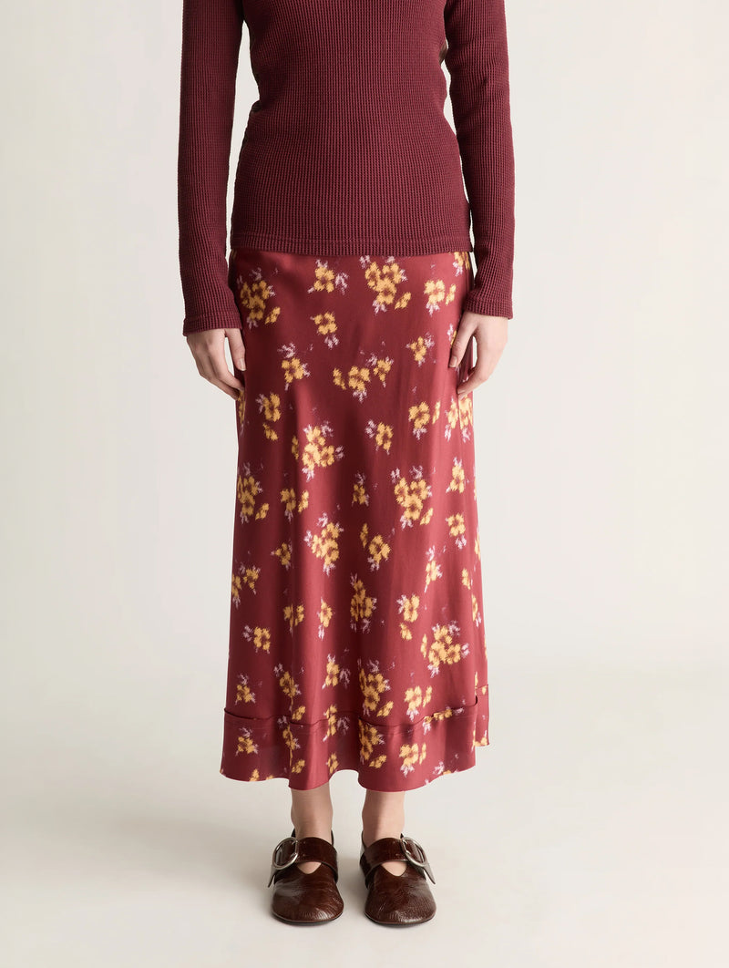 Bella Silk Skirt in Sangria