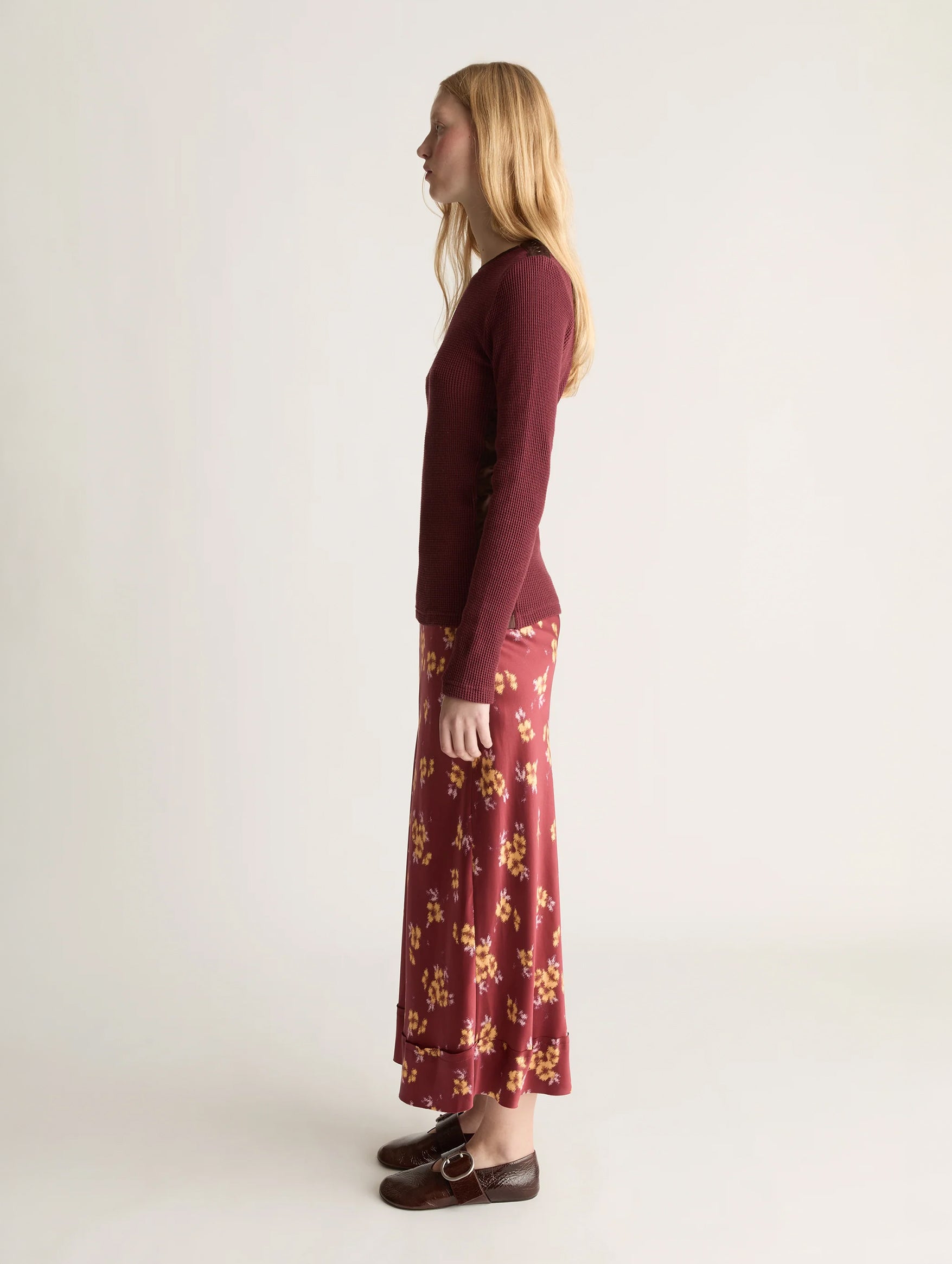 Bella Silk Skirt in Sangria