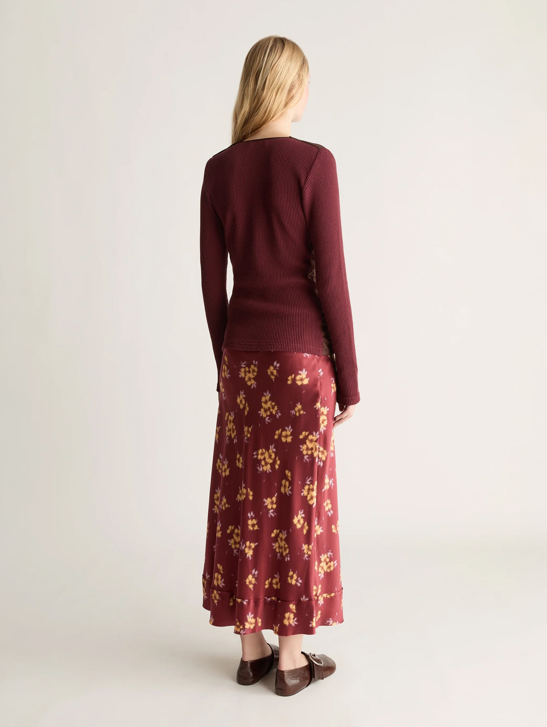 Bella Silk Skirt in Sangria