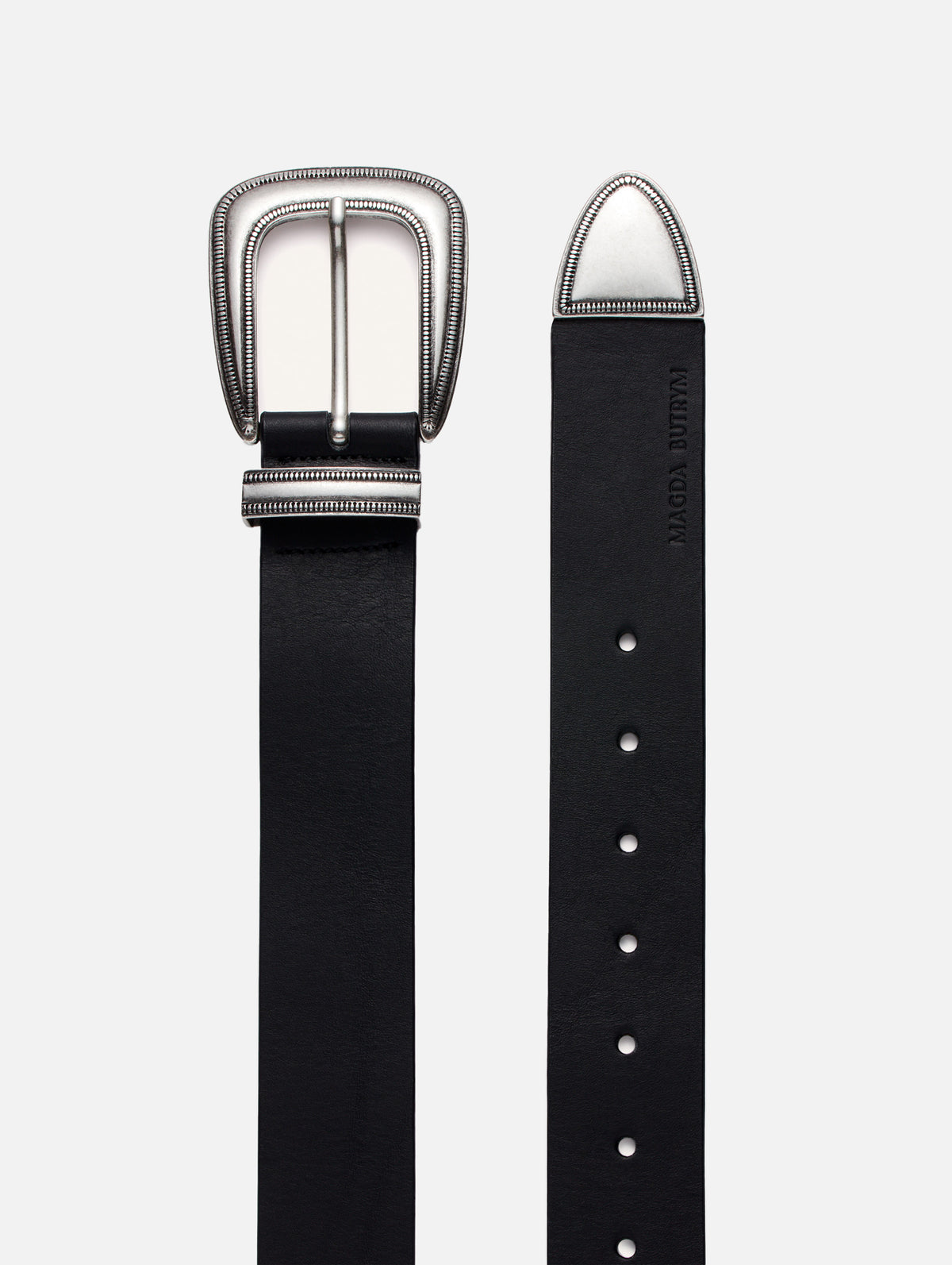 Silver Buckle Belt in Black Leather