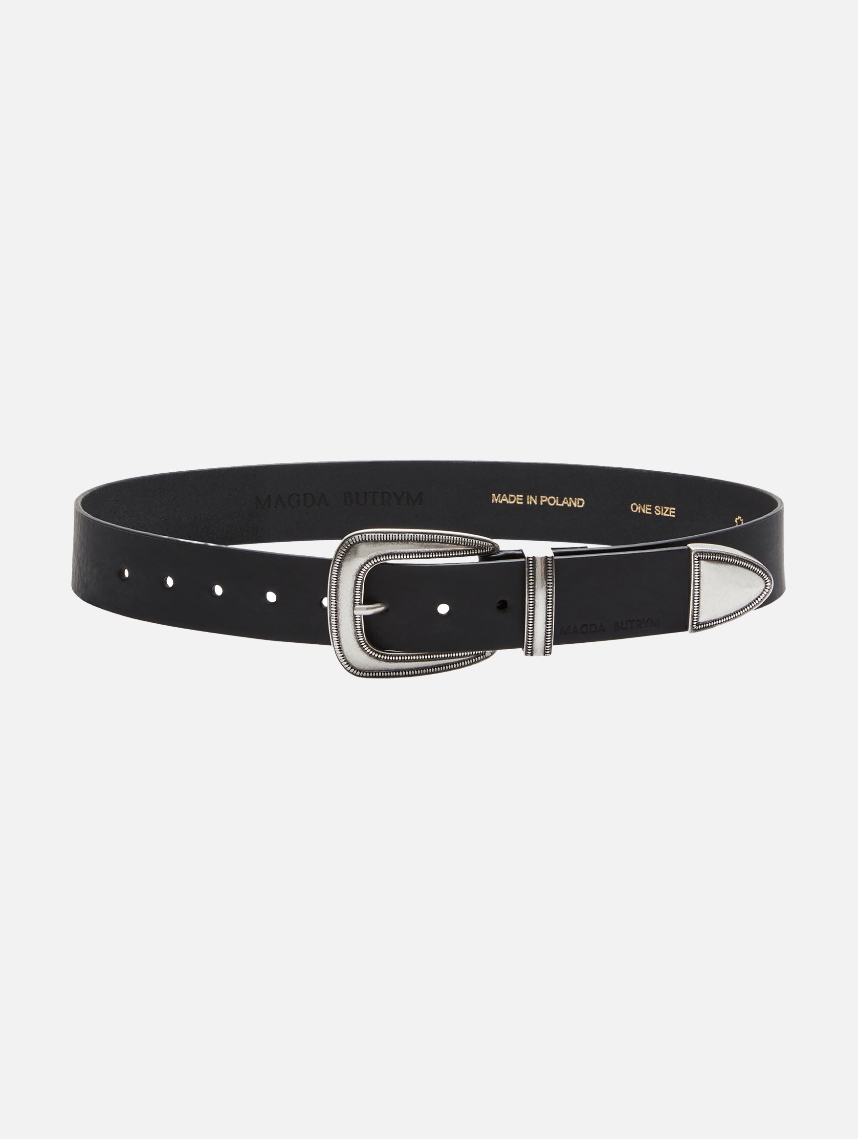 Silver Buckle Belt in Black Leather