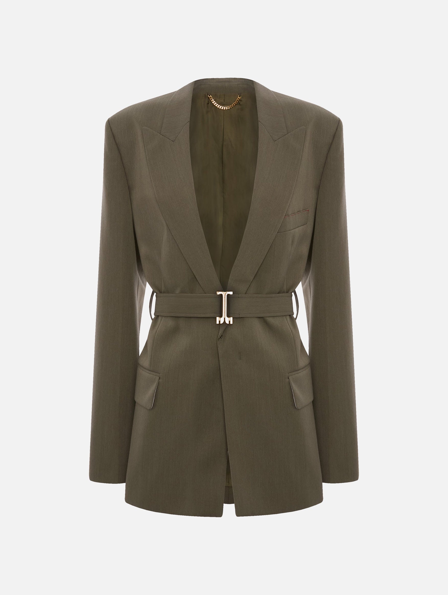Belted Tailored Jacket in Sage Melange