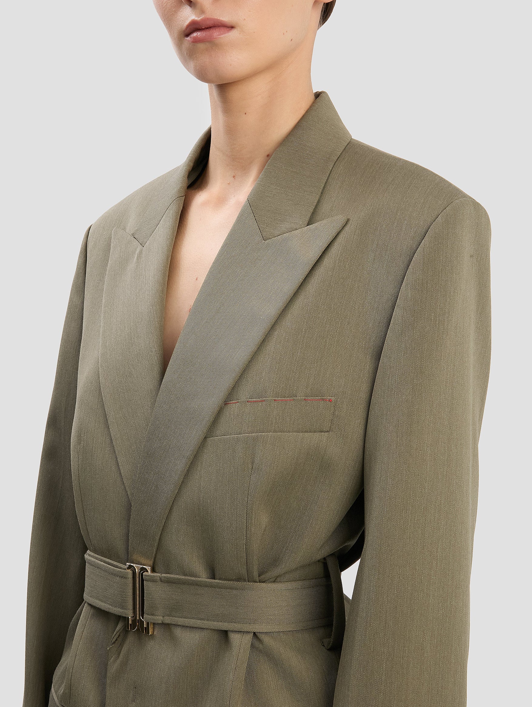 Belted Tailored Jacket in Sage Melange