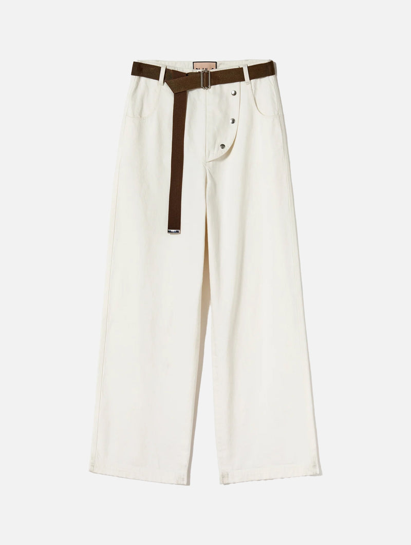 Drill Cargo Pants with Belt in Butter